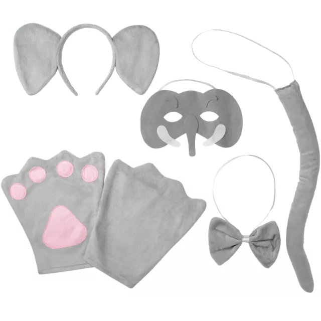 Kostüm Zubehör Set Elefant Zoo Tier 4-tlg Fasching Karneval Halloween