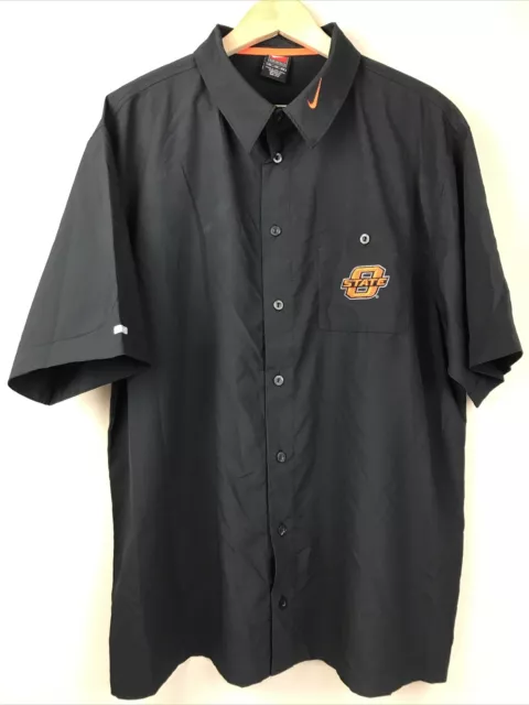 Nike Dri-Fit Oklahoma State Cowboys Mens Black Short Sleeve Button Up Shirt XL