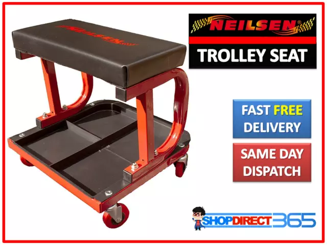 Mechanics Padded Creeper Trolley Seat Car Garage Work Stool Swivel Wheels 26-36