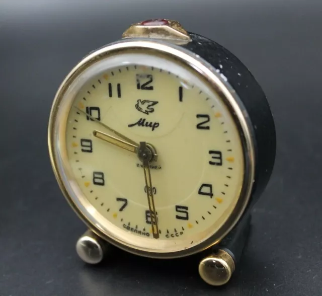 Alarm Clock Slava 1957 MIR Russia Russian USSR Soviet Old Collectible *