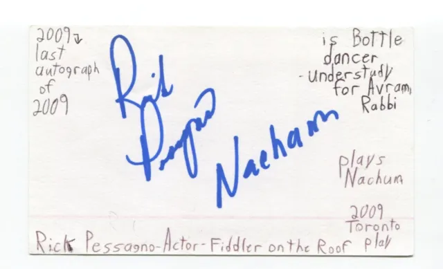 Richard Pessagno Signed 3x5 Index Card Autograph Actor Fiddler On The Roof Coach