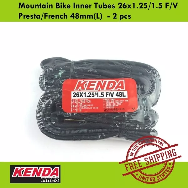 KENDA Mountain Bike Inner Tubes 26x1.25/1.5 F/V Presta/French 48mm(L)  - 2 pcs