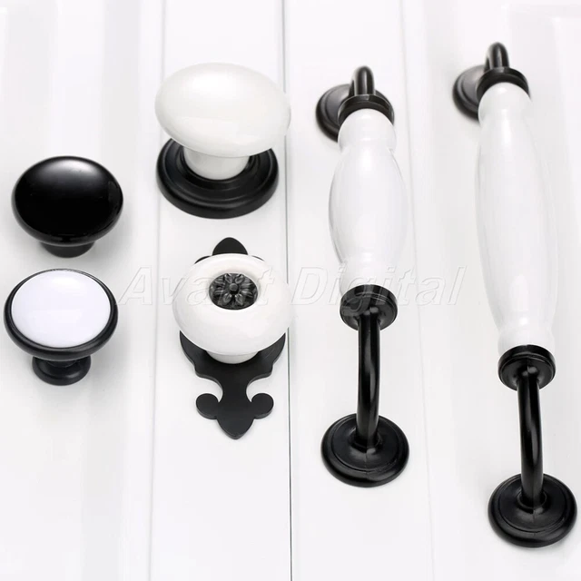 European White Ceramic Pull Handles Knobs for Kitchen Cabinet Cupboard Drawer