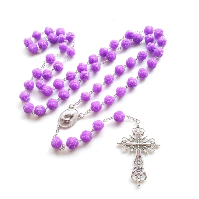 Rose Rosary Necklace Christmas Christmas Party Church Decorations