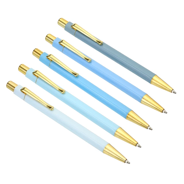 1Set 137mm Black Ink Medium Point 1mm Ball Pens, Blue Series