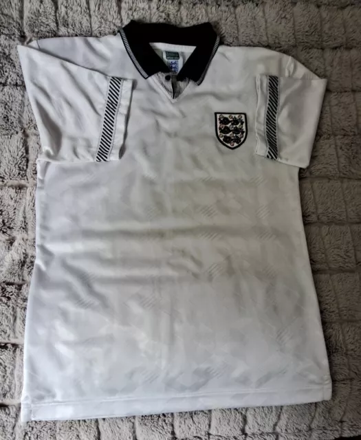 Score Draw Official Retro England Italia 90 World Cup Home Football Shirt Size M