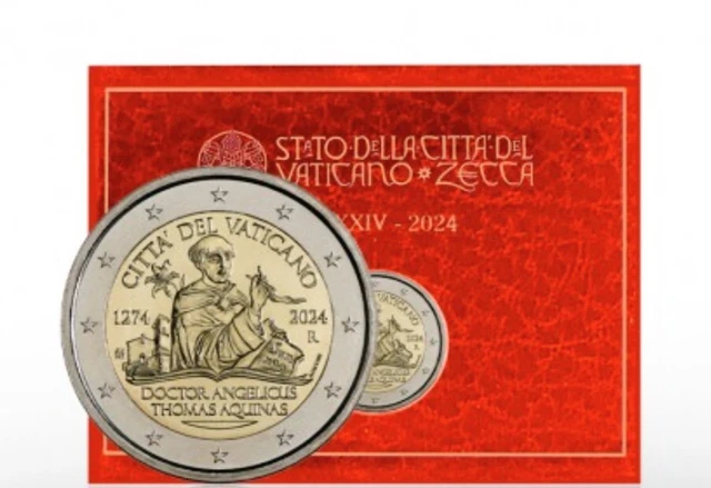 2 EUROS VATICAN 2024 BU 750 ans de la mort de Thomas d'Aquin EUR 32,00