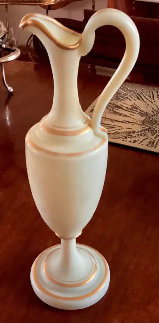 Rare antique opaline/vaseline glass ewer or jug