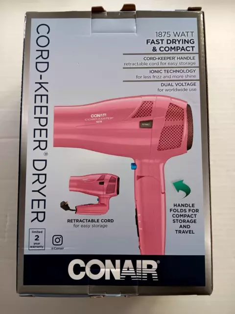 Conair 1875 Watt Cord-Keeper Hair Dryer Pink Brand New in Box