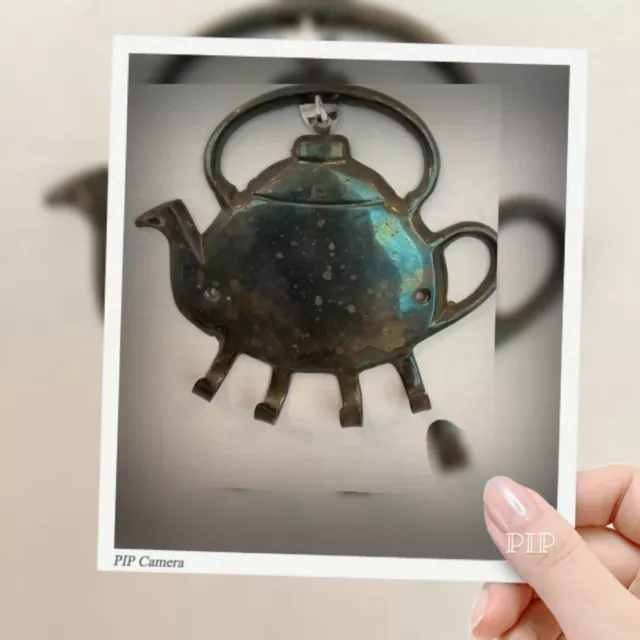 Solid Brass Teapot Kitchen Potholder/Utensil Hanger 4hook. Made In India