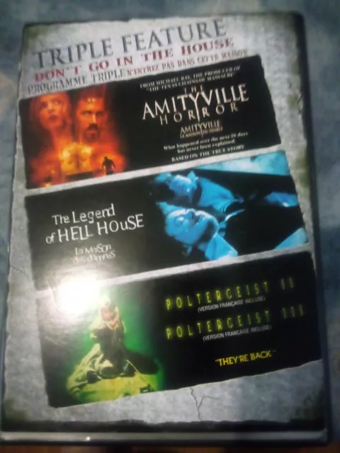 DVD Triple Horror Feature 4 movies ,Amityville, Poltergeist,2-3, Hell House