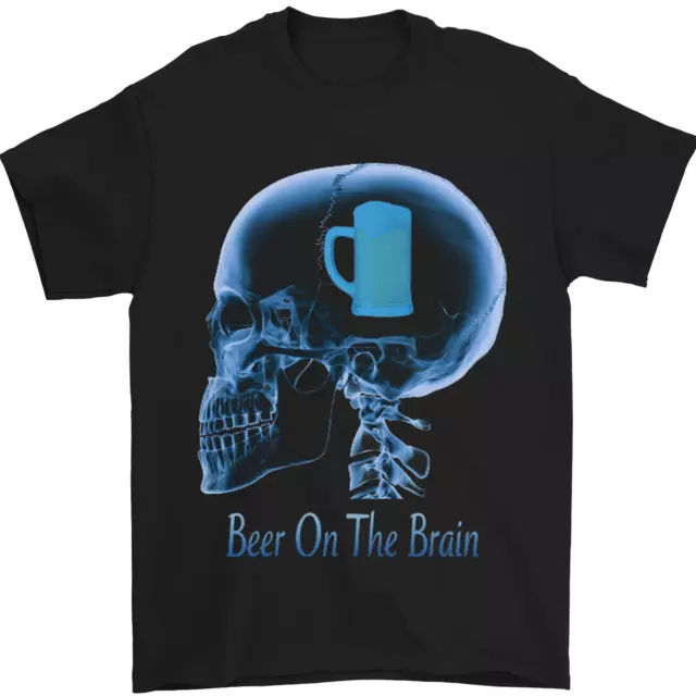 Beer on the Brain Funny Alcohol Larger BBQ Mens T-Shirt 100% Cotton