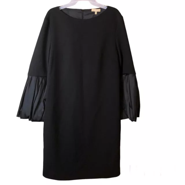 Michael Kors Collection Wool Silk Boucle Crepe Puff Sleeve Shift Dress Black 12