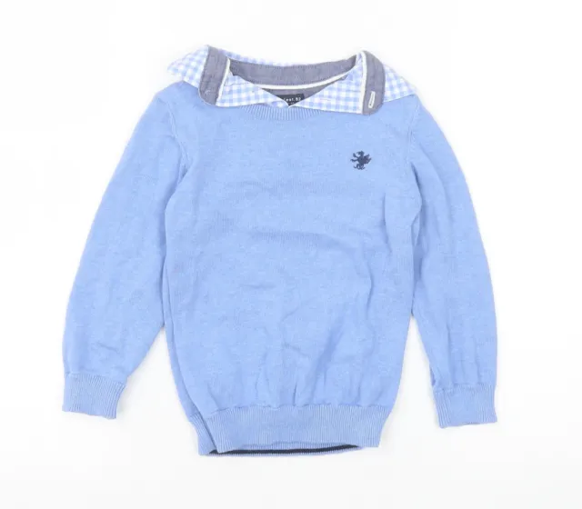 NEXT Boys Blue 100% Cotton Pullover Jumper Size 18-24 Months Button