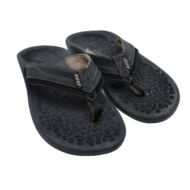 Reef Flip Flop Sandals Men's Size US 8 Black Slip-On Flat Rubber Sole Synthetic