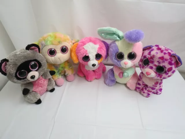 Lot Of 5 Ty Beanie Boos Play Collect Large Big Eyes Plush Stuffed Animals No Tag