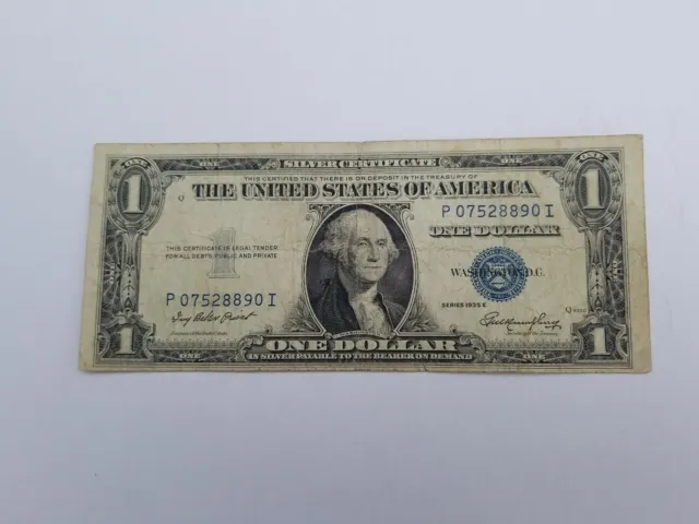 1935 One Dollar Bill Well Circulated Silver Certificate Blue Seal