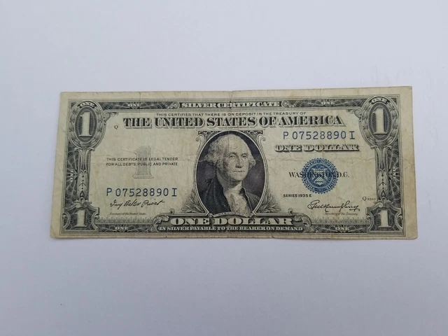 1935 One Dollar Bill Well Circulated Silver Certificate Blue Seal