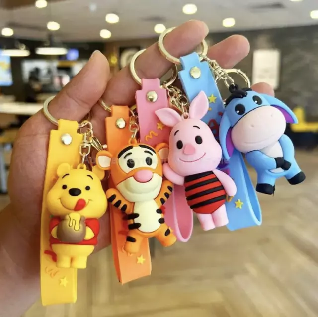 Winnie the Pooh Characters 3D Rubber Keychain Keyring Bag Charm Car/House Keys