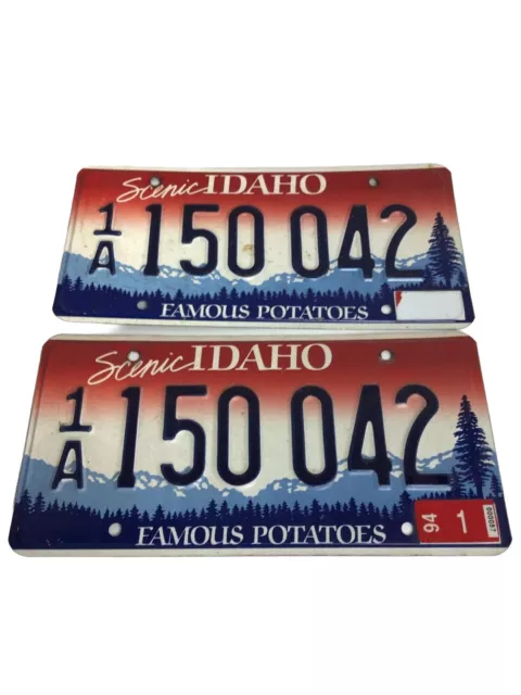 1994 Idaho Scenic Famous Potatoes License Plate Pair 1A 150 042 #