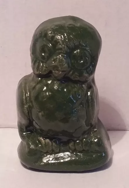 Small Green Owl Codger Ceramics Glazed GDR Arts and Crafts Wash Miniatur