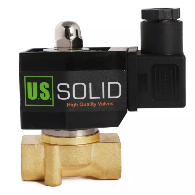 U.S. SOLID 3/8" NPT Electric Solenoid Valve 12V DC Normally Closed Brass