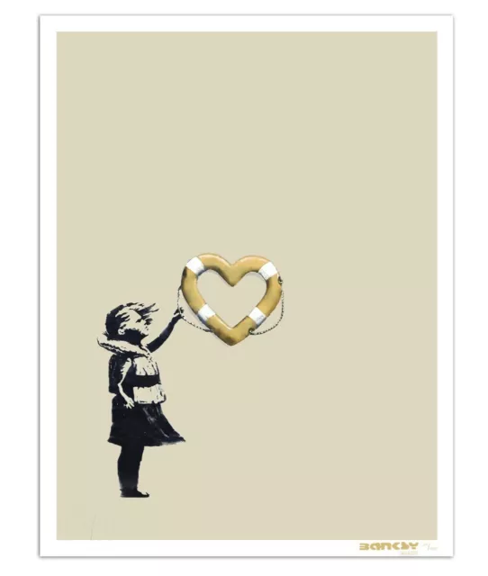 Banksy x Post Modern Vandal - Girl With Heart Shaped Float (gold edition)  1/50