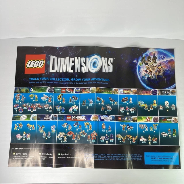 LEGO DIMENSIONS POSTER Collection Checklist Starter Pack Characters ...