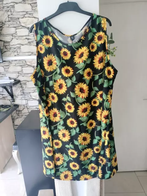 Ladies black yellow sunflower dress size 24/26 new