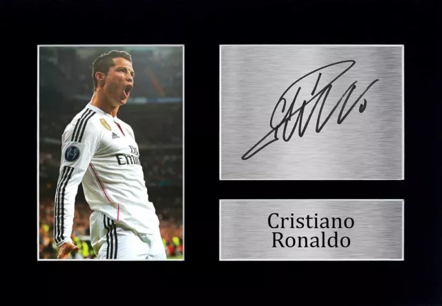 CRISTIANO RONALDO POSTER MIT AUTOGRAMM 45X32CM juve real