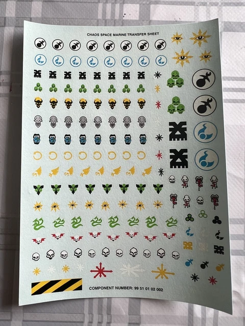 WARHAMMER 40K GIANT Chaos Space Marines Transfer Decals Sheet Bit Games ...