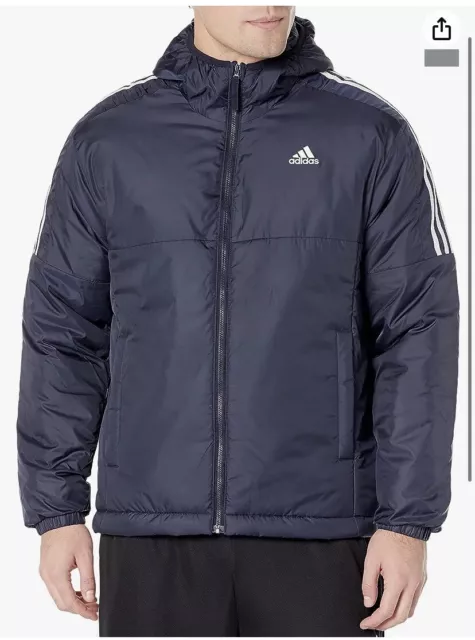 Adidas Essentials Down Insulated Puffer Jacket Men's Navy Blue White Coat  GH4594