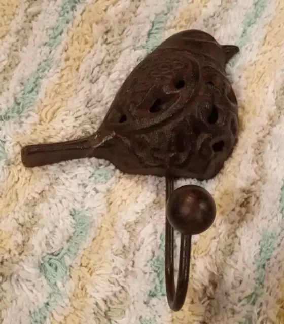 Bird Single Wall Hook Cast Iron Key Towel Coat Hanger Brown #15