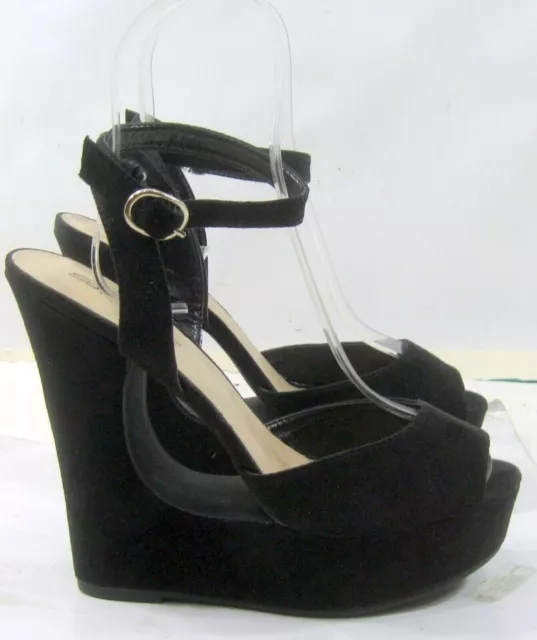 new Black 6"High Wedge Heel 1.5" Platform Sexy Shoes women Size  8