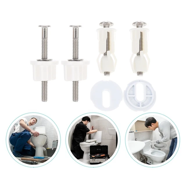 Fissaggio Tavoletta WC,4Pcs Cerniere Copriwater Fori Ciechi, Espansione Gomma Viti Noce Rondella