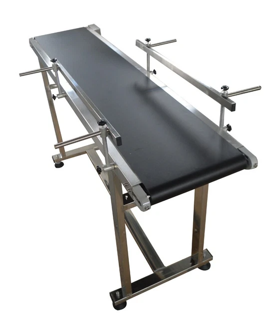 59"*11.8" 110V PVC Belt Conveyor Machine Double Guardrails Stainless Rack Newest