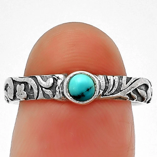 Natural Turquoise Morenci Mine 925 Sterling Silver Ring s.8 Jewelry R-1042