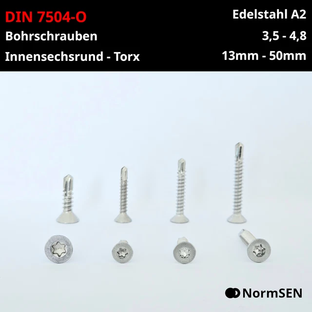50 Stück DIN 7982 Senkkopf Edelstahl A2 3,9X13