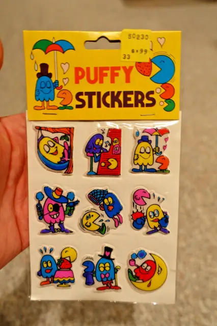 Vintage NOS MINT 1970s 1980s Unlicensed Pac-Man Puffy Stickers