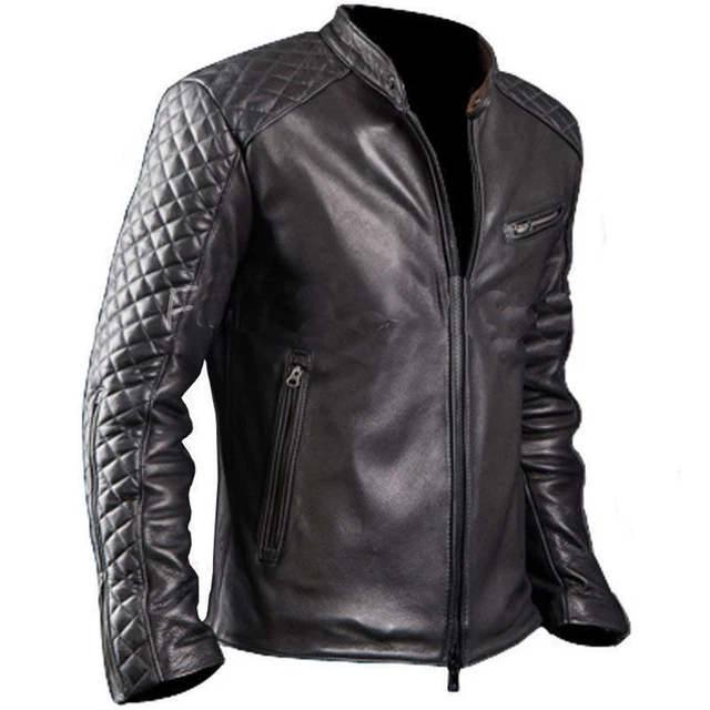 Herren Motorrad Diamant Cafe Racer Schwarz Echtleder Jacke Von Gearswears