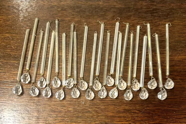 Antike Kristalltropfen facettierte Linie aus Gold Kronleuchter Art Deco viktorianisch