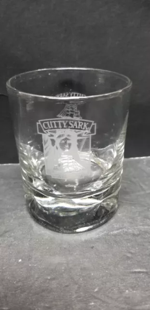 Cutty Sark Scots Scots Whiskey Old Fashioned Lowball Dimpled Base Glass 3 1/2"