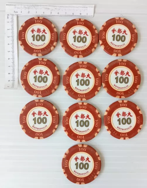 AOP China Gambling Ship METROPOLOIS $100 Casino Chips x 10