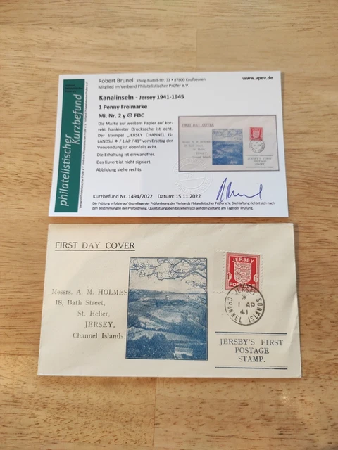 Deutsche Besetzung Jersey 2y  FDC Befund Brunel Einwandfrei