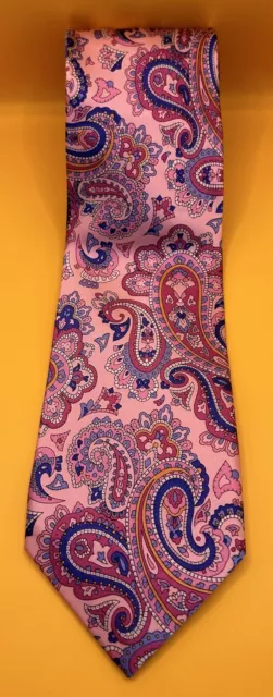 Countess Mara 100% Silk Mens Pink Paisley Necktie EUC