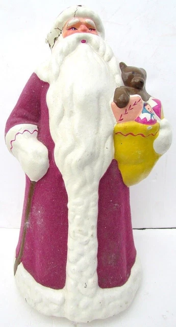 Vintage Russian Soviet Era Paper Mache Christmas Decoration - Santa 17"