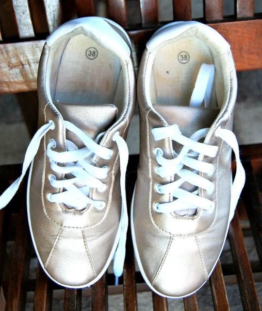 casual Baskets Basses métallisé or Bronze Mordoré Tennis Doré semelle Blanche 38
