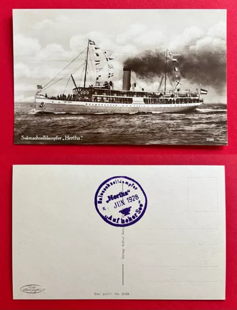 Foto AK Schiffe um 1928 Schnelldampfer Hertha   ( 112983