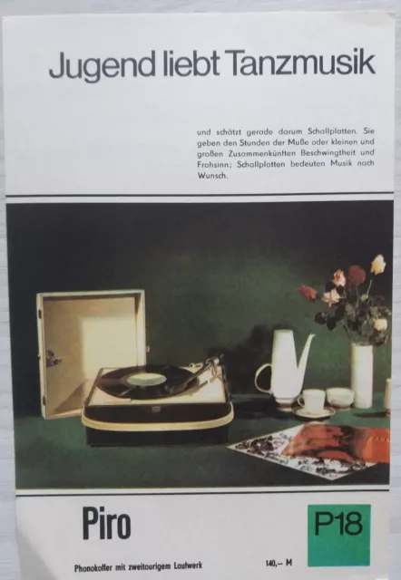 Piro Phonokoffer DDR 1968 | Prospekt Werbung Werbeblatt DEWAG P18