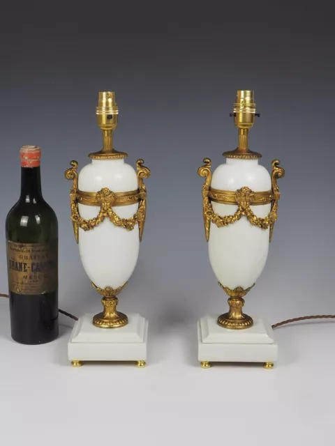 Pair of 19th Century French White Marble and Gilt Table Lamps 3